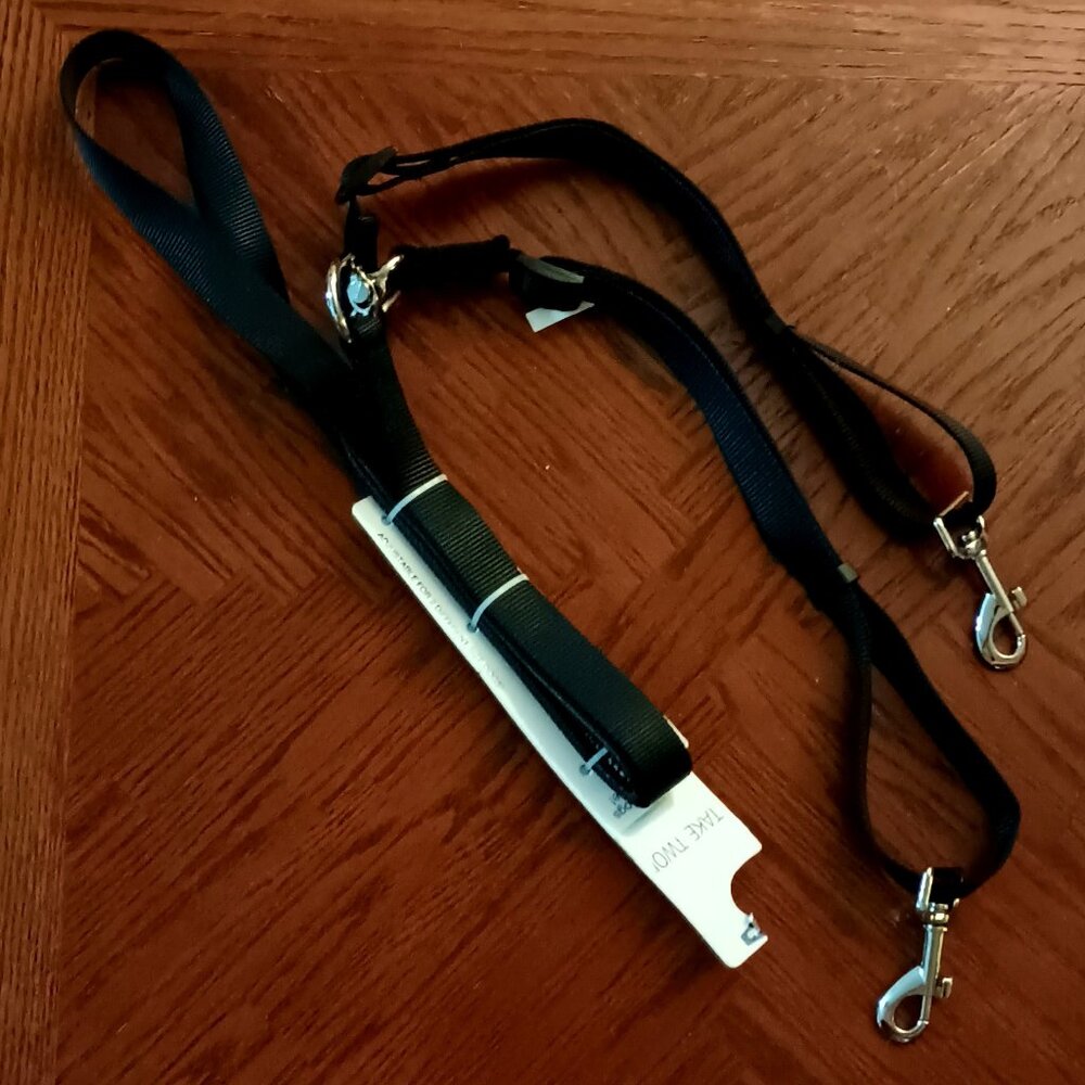NWT ~ Petmate Take Two 1" Wide Black Adjustable Leash with Adjustable Coupler